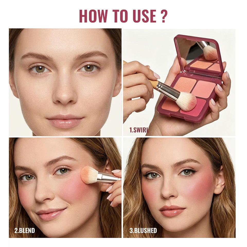 Blur Filter Blush Palette and Cheek Makeup Kit for a Natural Flushed Look - 14