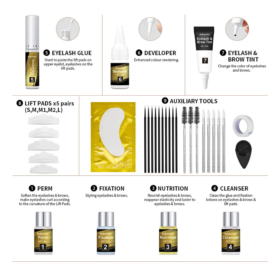 Lash Lift and Brow Tinting Kit and Eyelash Perm Set for Professional Salon Use
