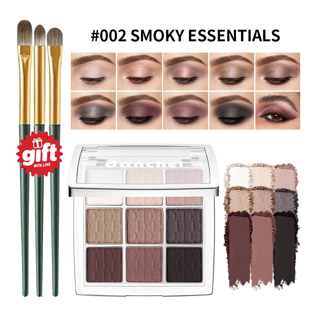 Nine Color Eyeshadow Palette and Matte Shimmer Makeup Kit for Daily Smoky Looks
