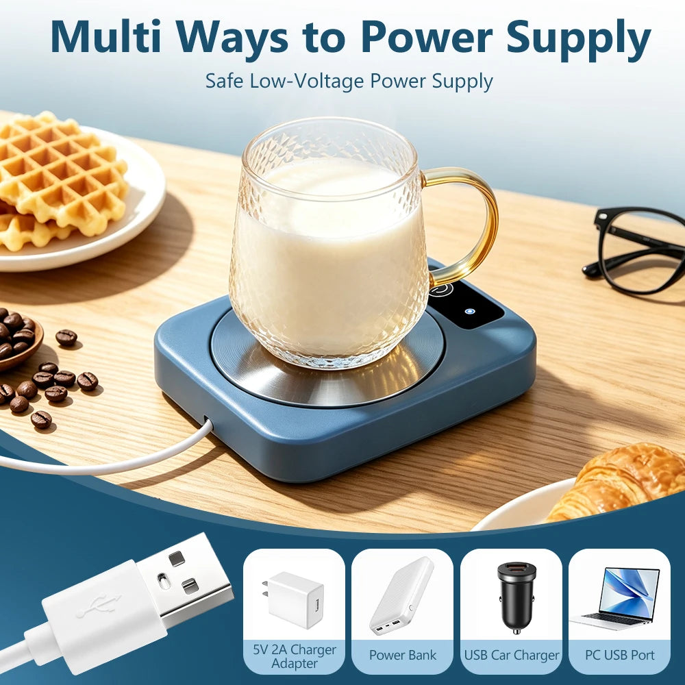 Electric Mug Warmer and Beverage Heating Coaster for Home and Office Use