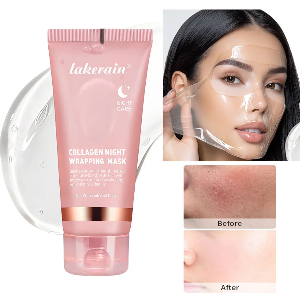 Collagen Night Wrapping Mask and Peel Off Facial Treatment for Overnight Repair