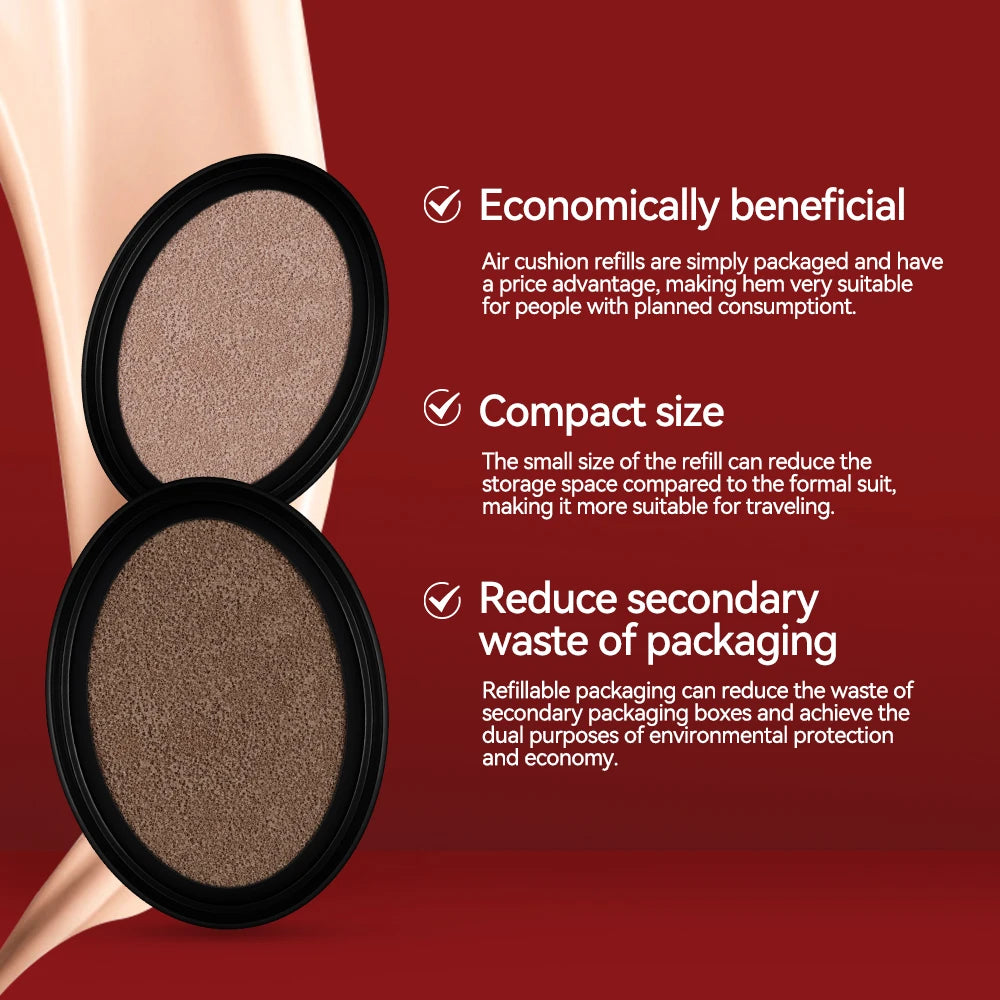 Cushion Foundation Refill and Compact Makeup for Long Lasting Daily Coverage