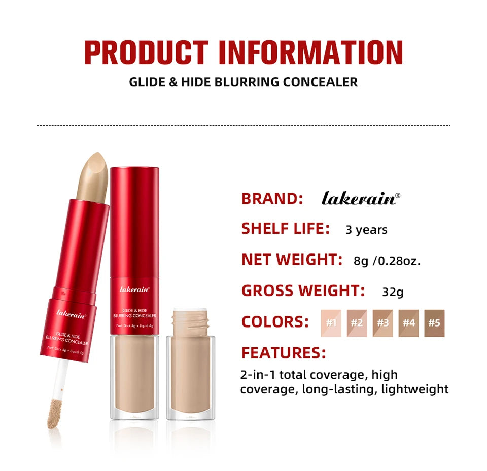 Glide and Hide Blurring Concealer and Full Coverage Foundation for Daily Makeup - 15