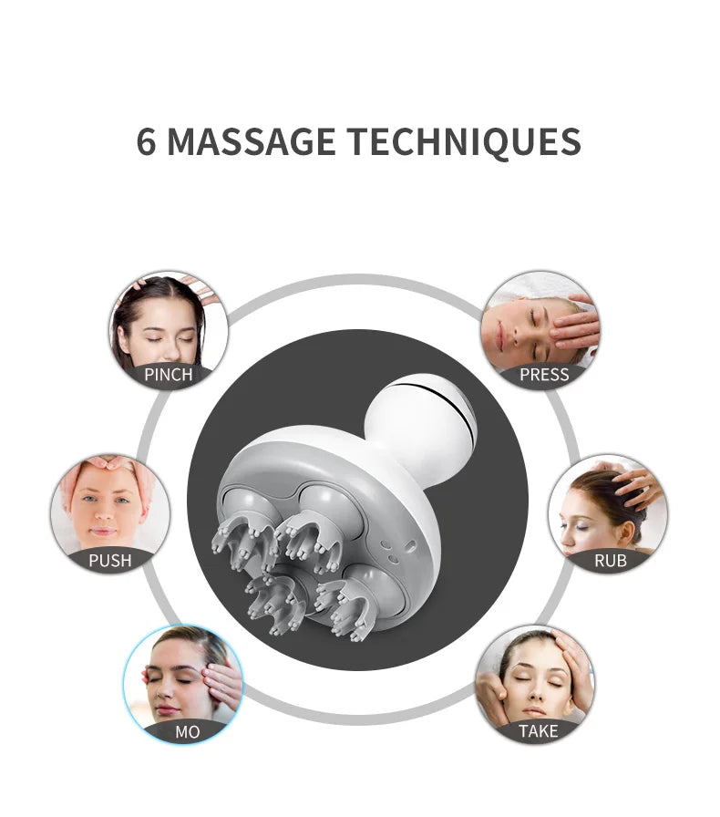 Electric Scalp Massager and Handheld Head Scratcher for Deep Stress Relief
