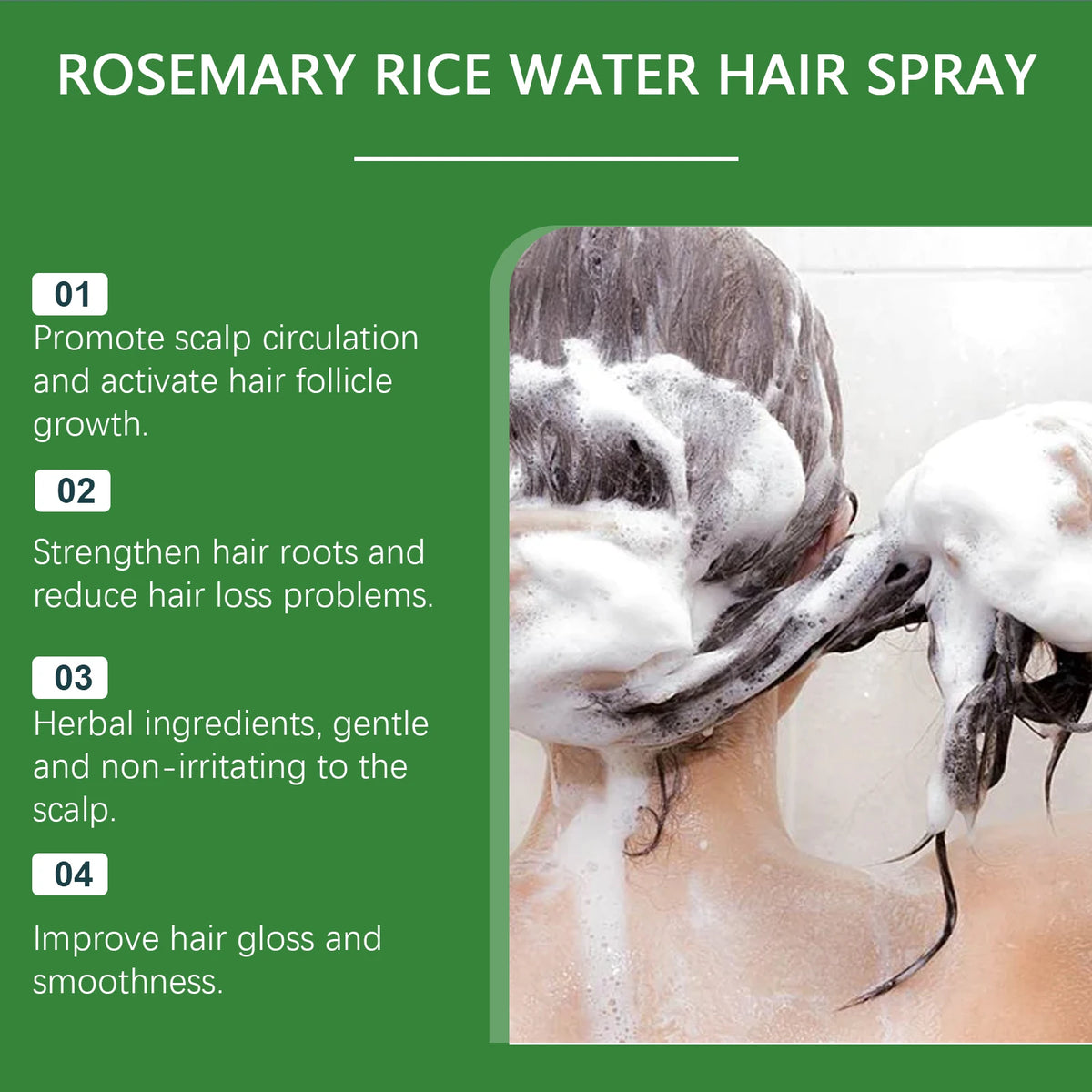 Rosemary Rice Water Hair Spray and Leave In Conditioner for Dry Frizzy Hair