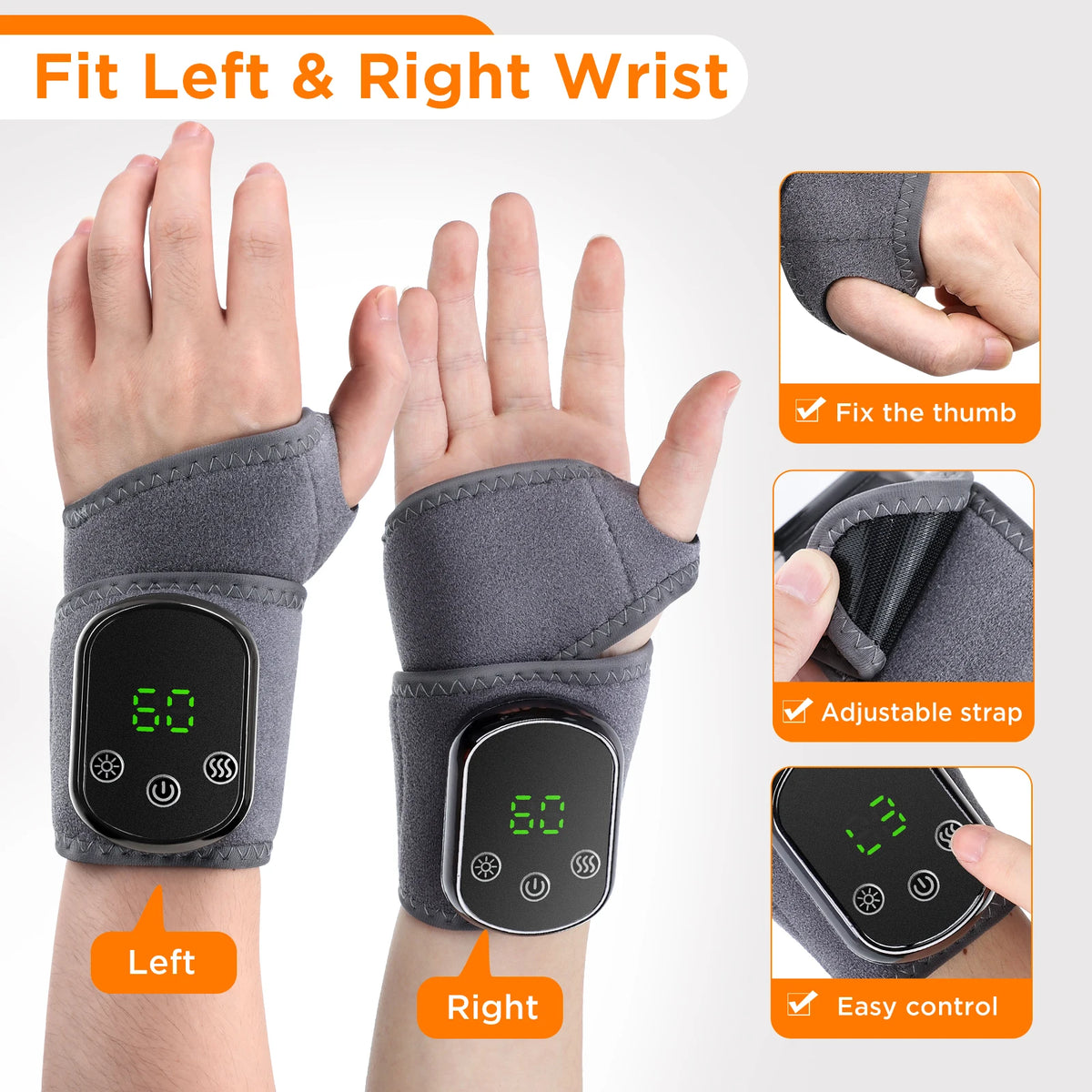 Heated Wrist Brace and Vibration Massager for Daily Relief and Office Comfort