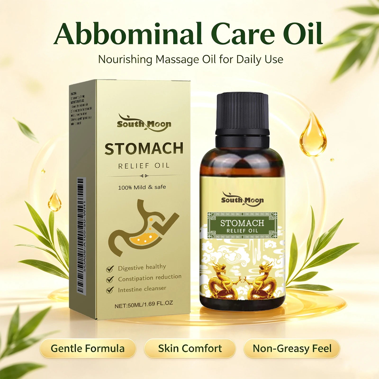 Stomach Relief Oil and Constipation Massage Oil for Daily Abdominal Skin Comfort - 1