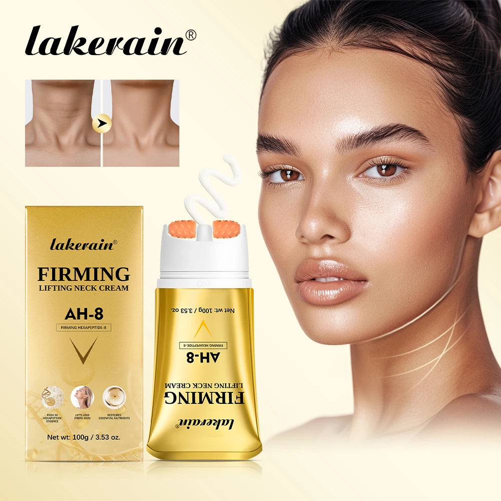 Firming Neck Cream and Anti Wrinkle Roller for Smoother Skin and Neck Lines