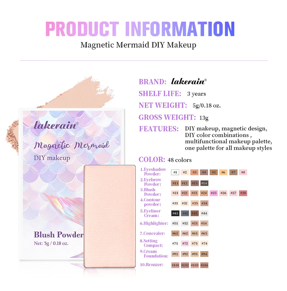 Magnetic Mermaid Makeup Palette and Eyeshadow Kit for Professional Artists and Daily Use