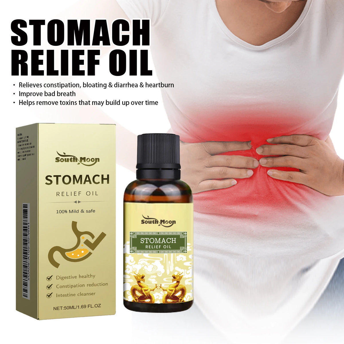 Stomach Relief Oil and Constipation Massage Oil for Daily Abdominal Skin Comfort