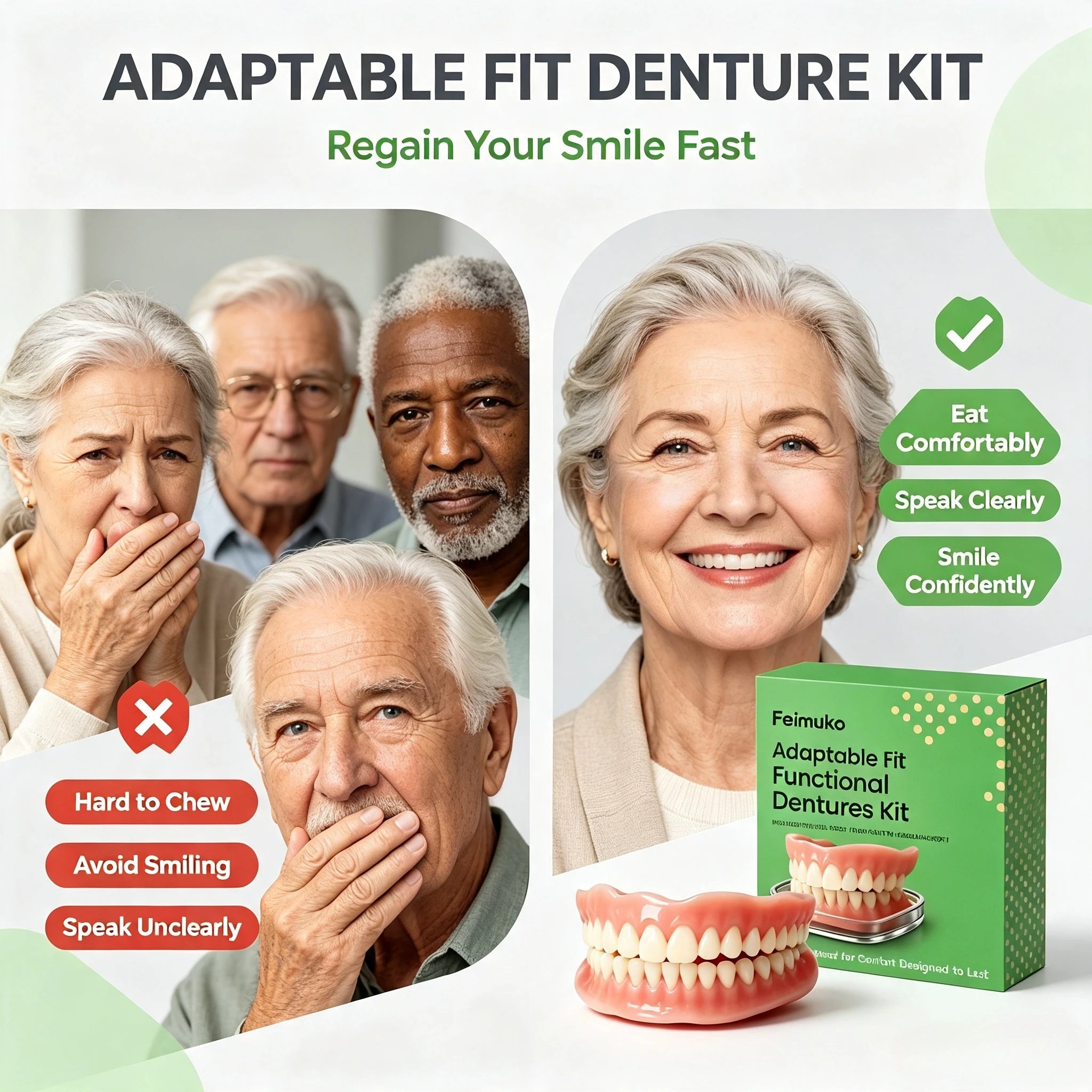 Soft Silicone Snap On Dentures and Instant Smile Teeth for Daily Wear and Events - 2