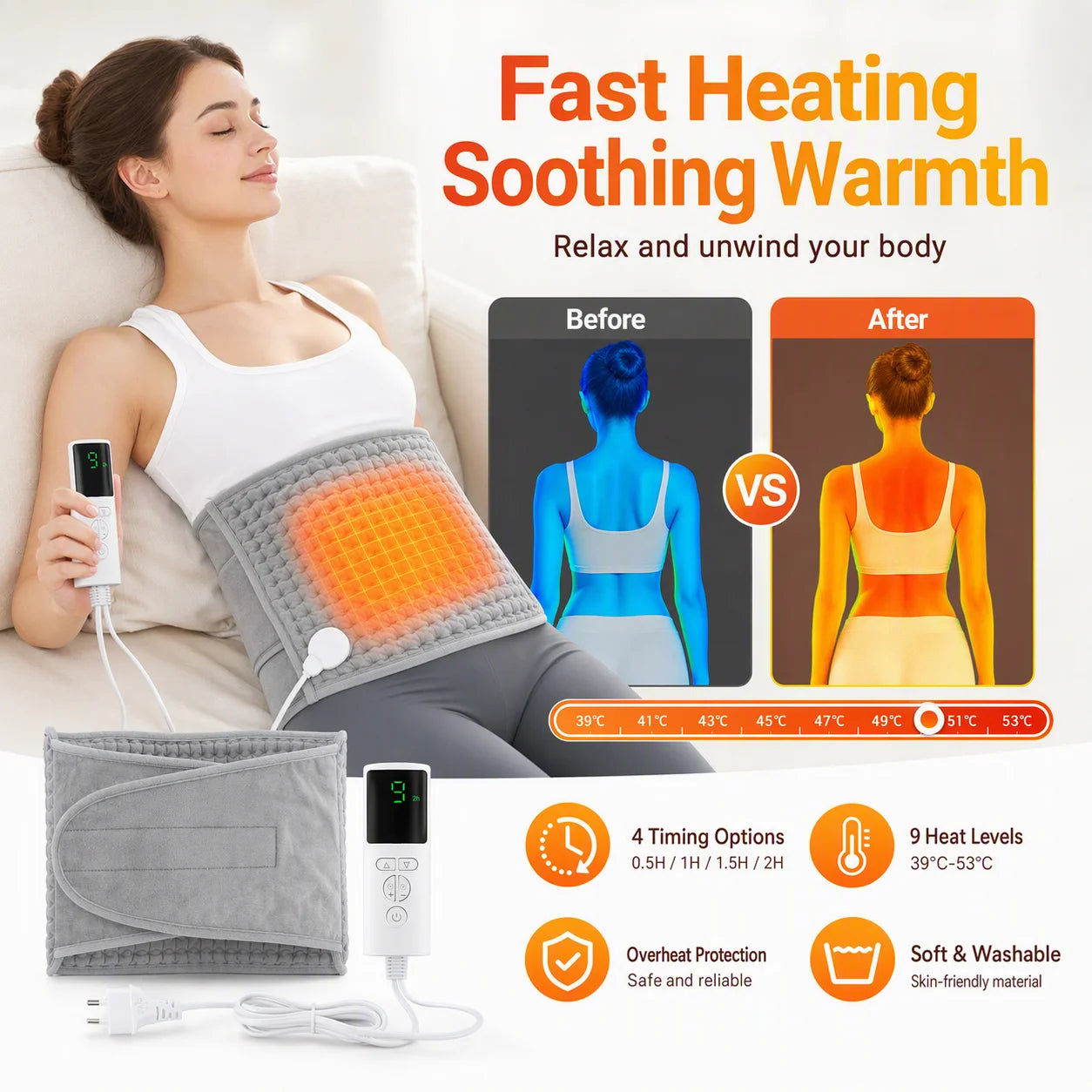 Heated Waist Belt and Electric Heating Wrap for Back Pain Relief at Home - 7