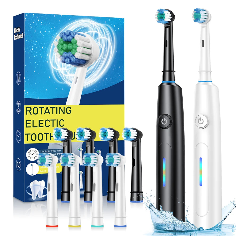 Rotating Electric Toothbrush and Rechargeable Dental Cleaner for Adults