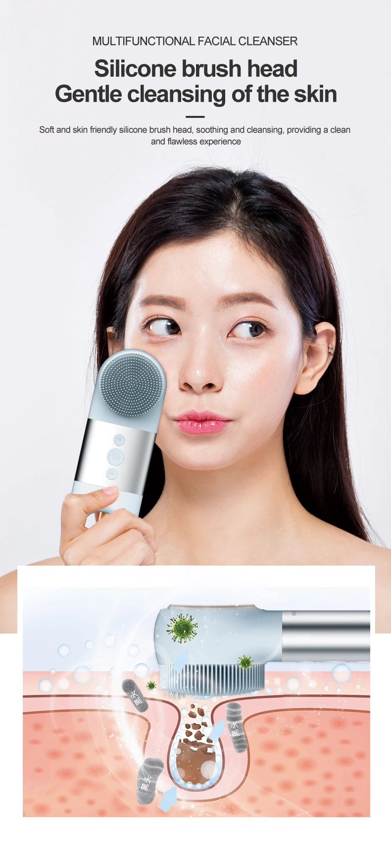 Facial Cleansing Brush and Silicone Face Scrubber for Deep Pore Cleaning and Skincare - 11