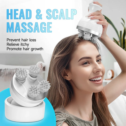 Electric Scalp Massager and Handheld Body Kneading Tool for Deep Tissue Relaxation