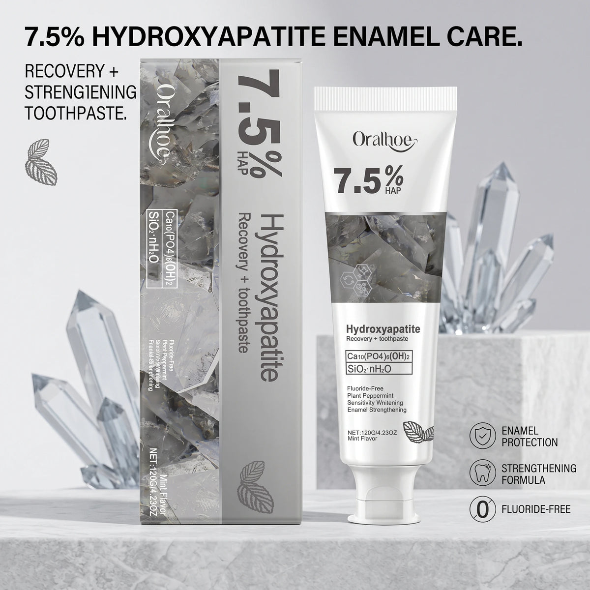 Hydroxyapatite Toothpaste and Enamel Repair Cream for Daily Whitening and Care