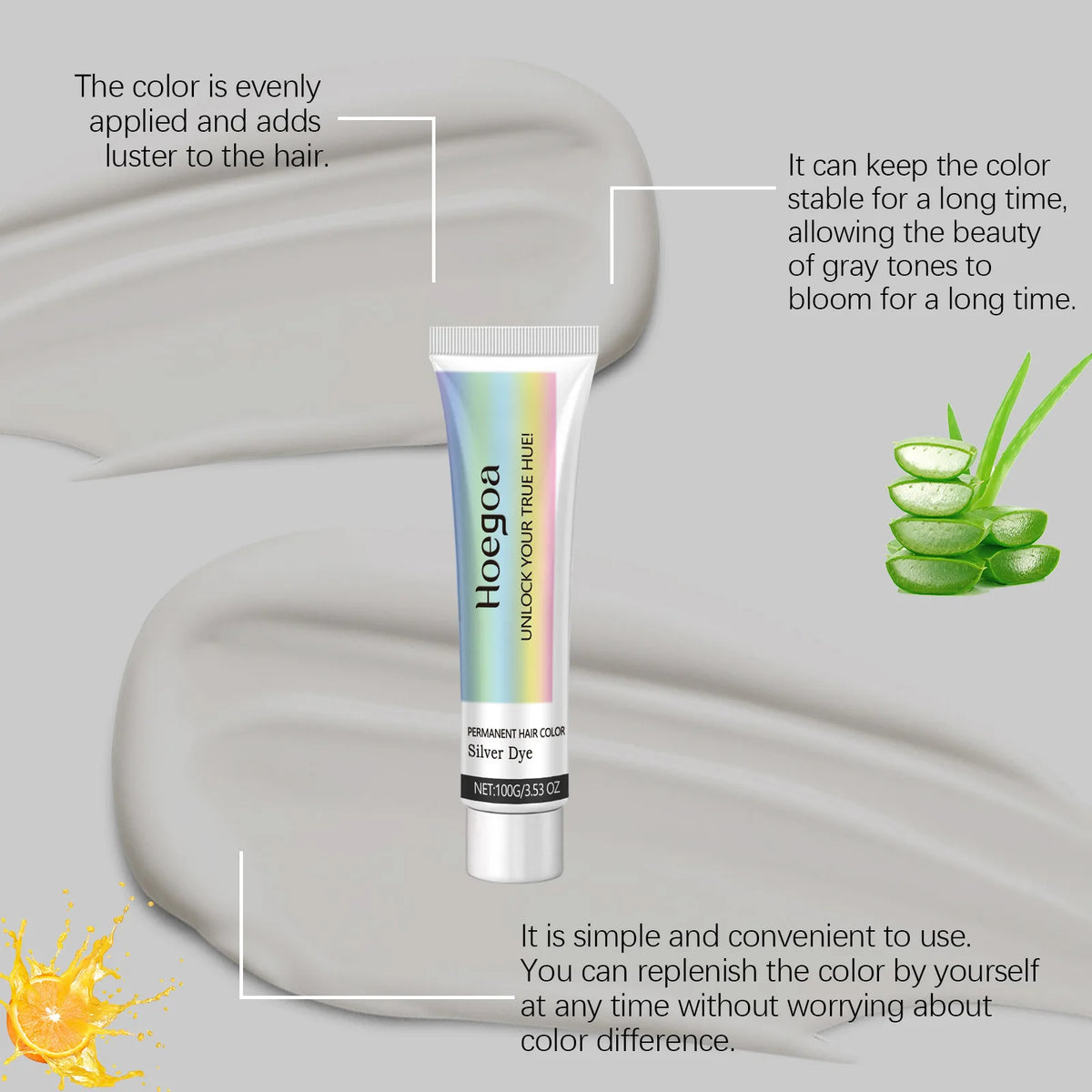 Permanent Silver Hair Dye and Gray Hair Color Cream for Salon Quality Results