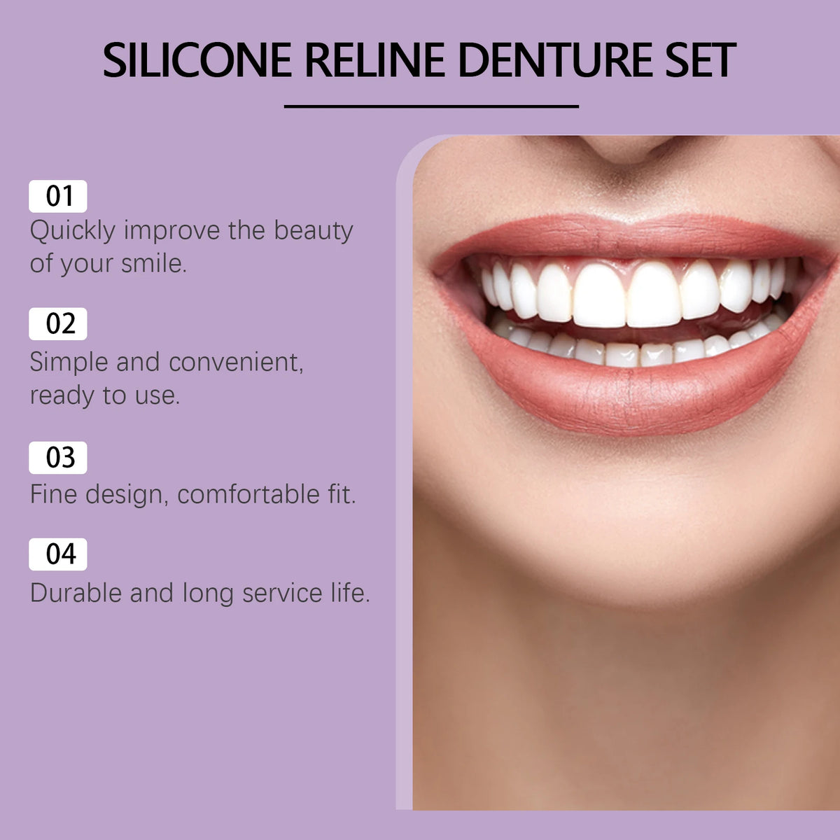 Cosmetic Denture Kit and Fake Teeth Set for a Natural Smile and Confident Look