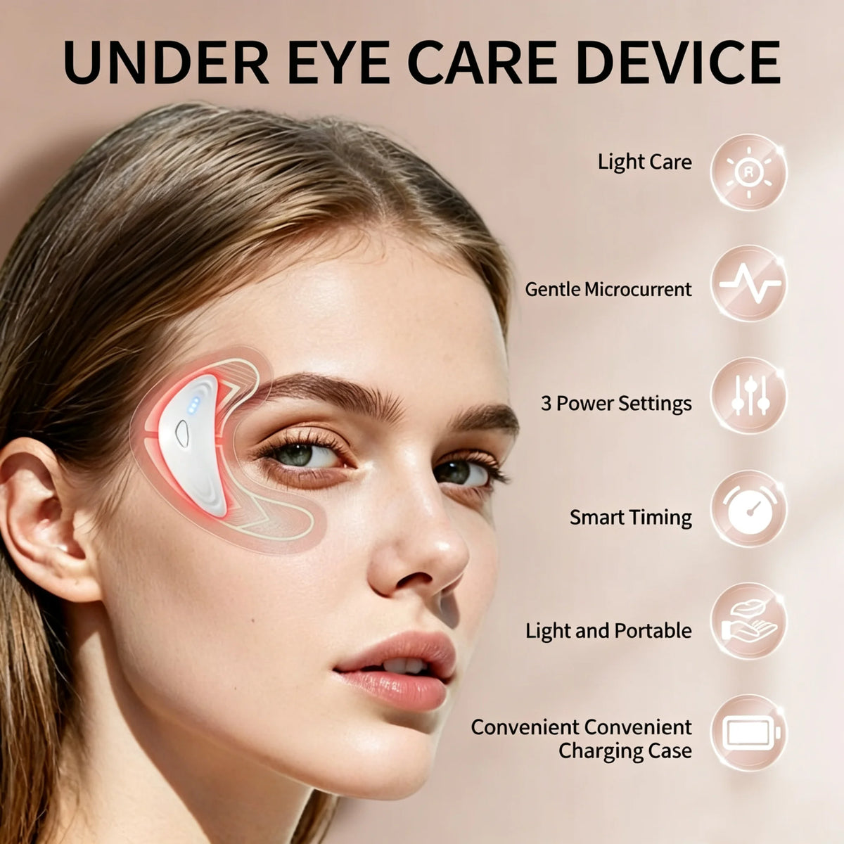Red Light Eye Massager and Microcurrent Skincare Device for Dark Circles