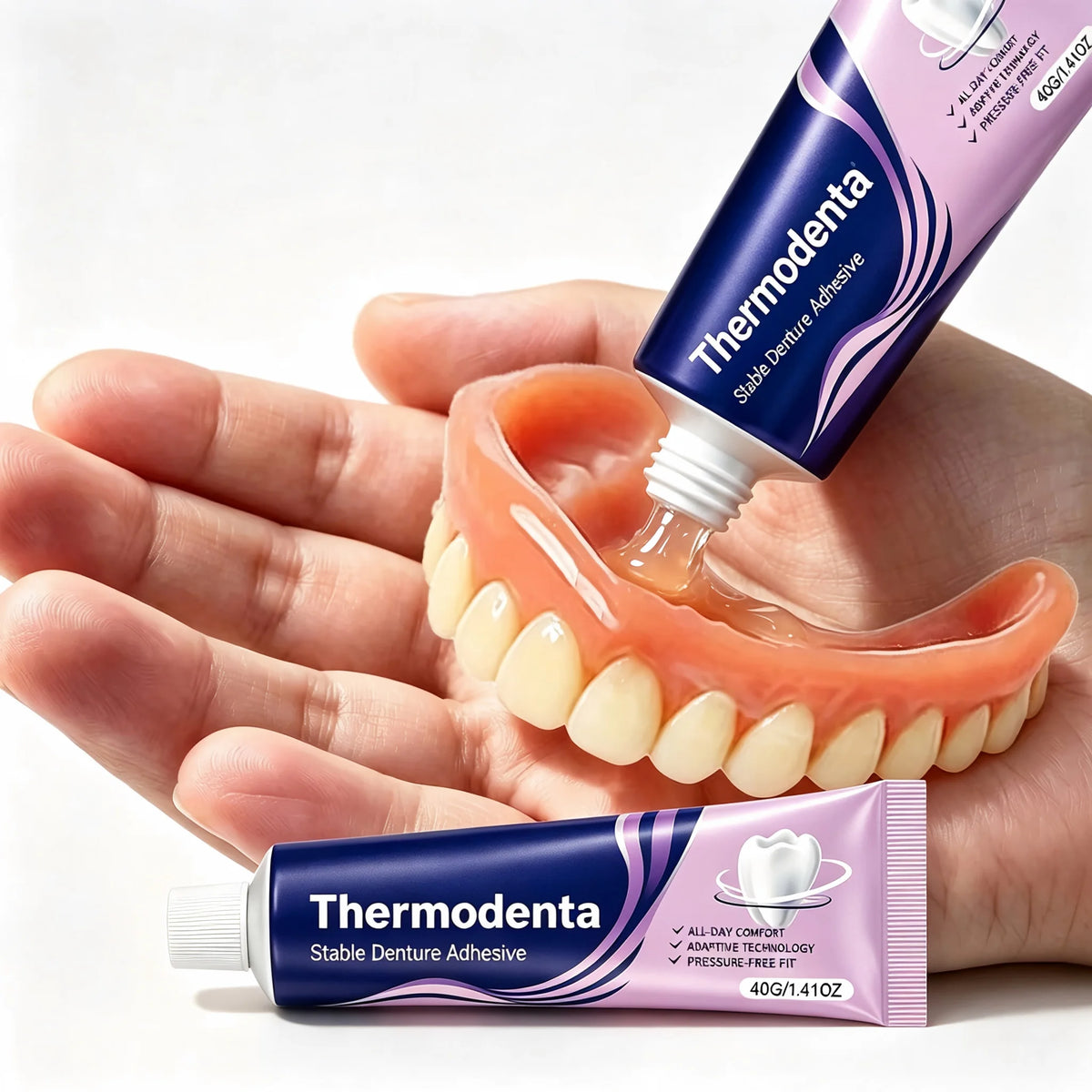 Thermoplastic Silicone Lining Cushion and Denture Adhesive for Daily Comfort
