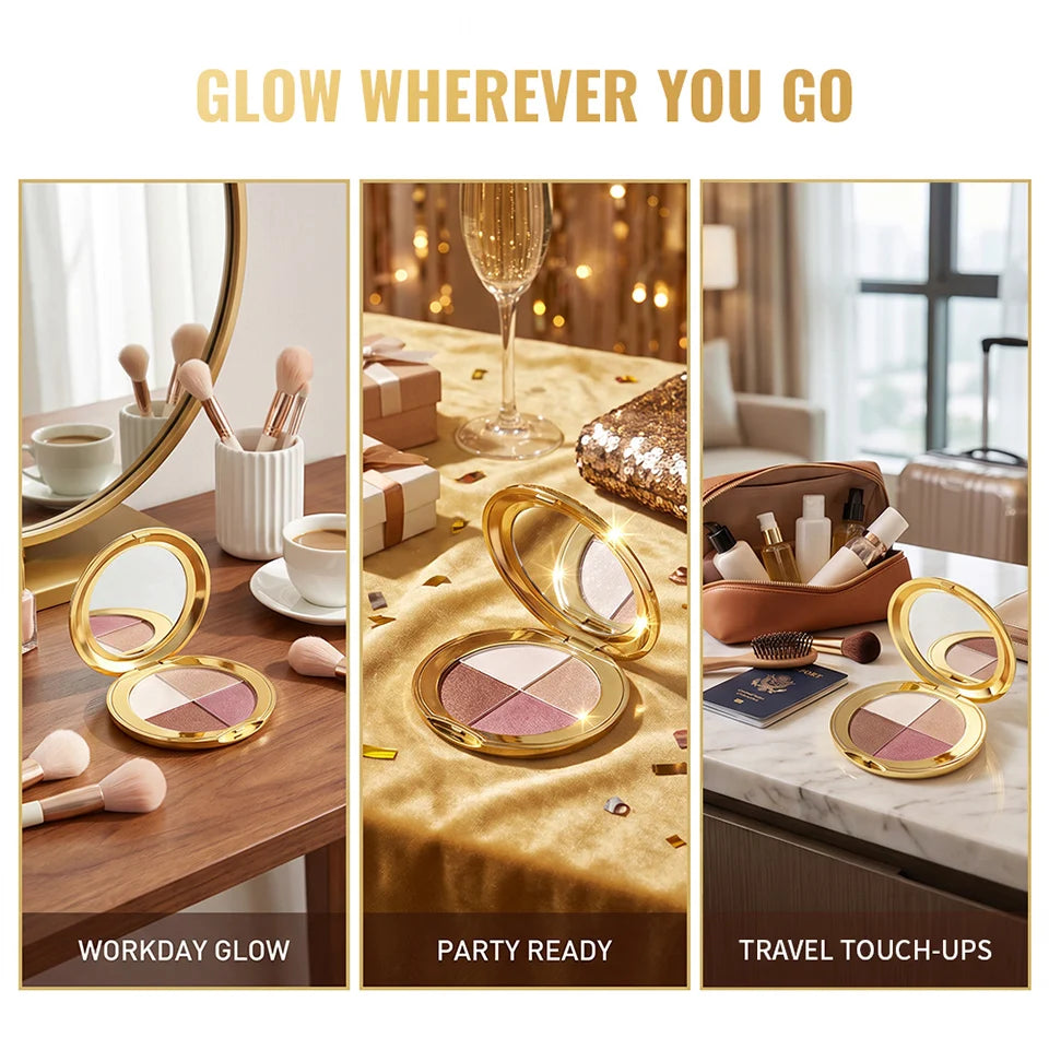 Highlighting Eye and Cheek Palette and Shimmer Makeup Kit for Radiant Daily Looks