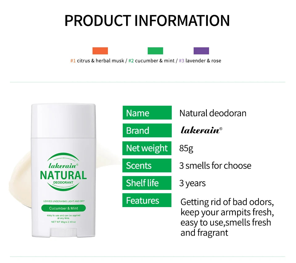 Solid Deodorant Stick and Natural Underarm Balm for Freshness All Day Long