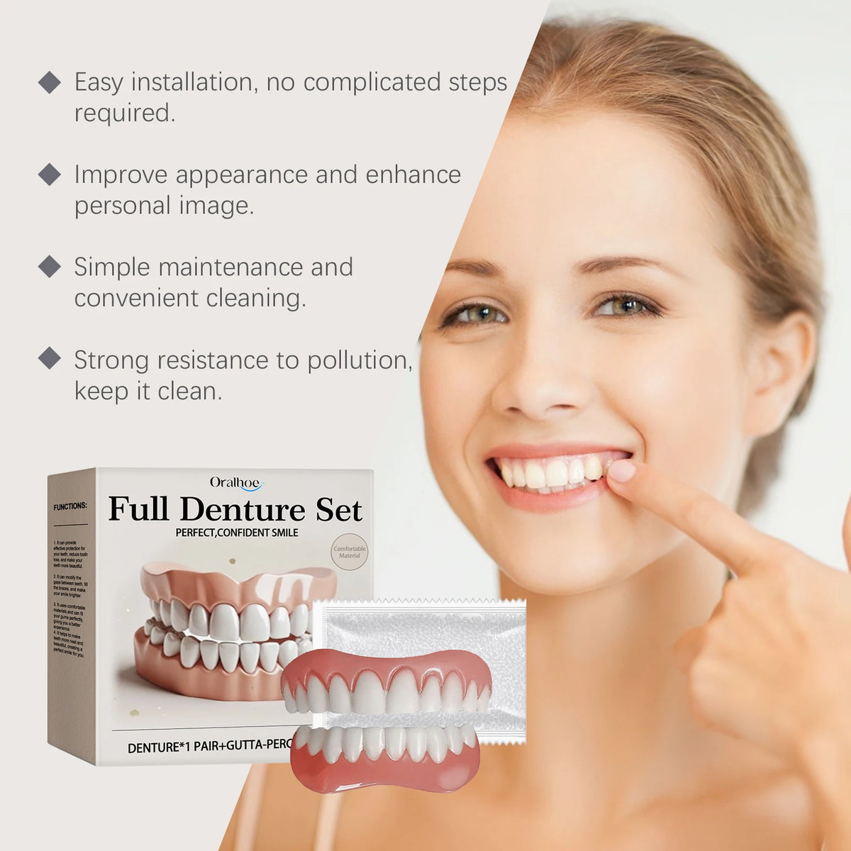 Silicone Denture Set and Temporary Teeth Repair Kit for a Brighter Smile