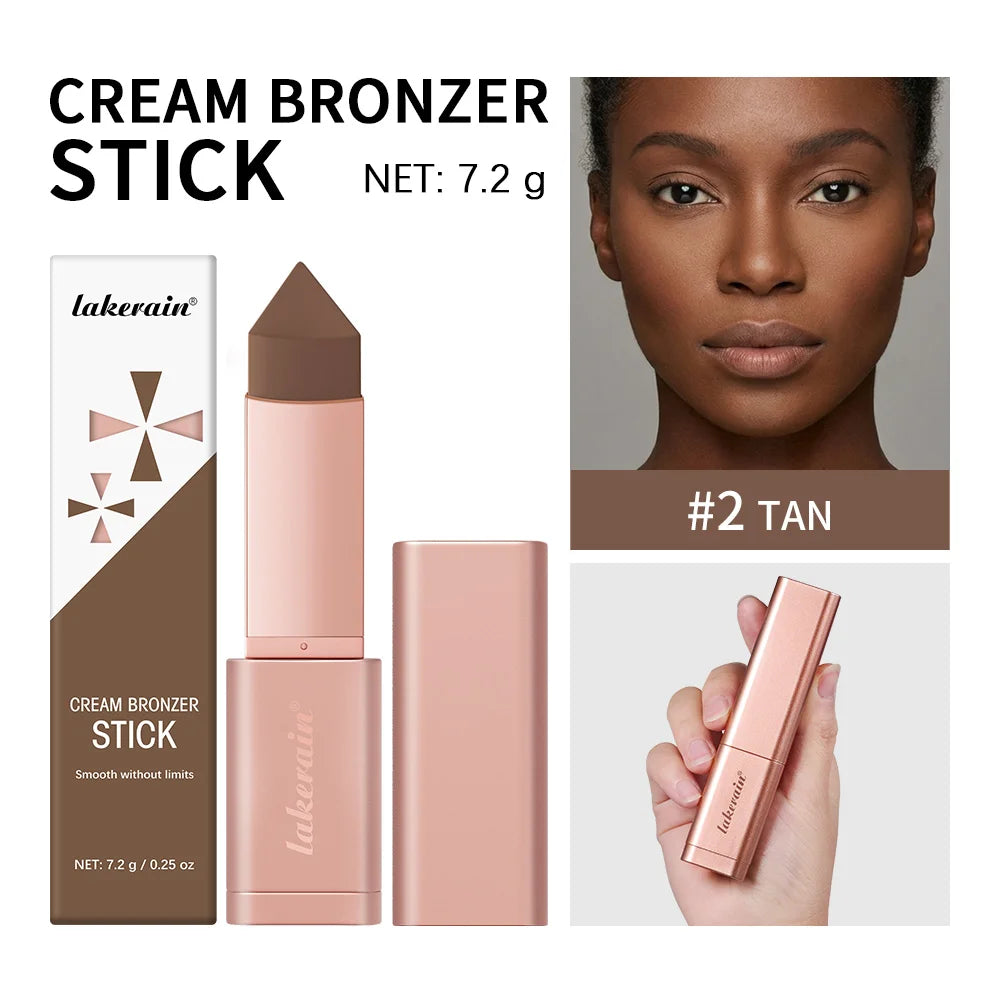 Cream Bronzing Stick and Contour Shaping Makeup for a Natural Sun Kissed Glow