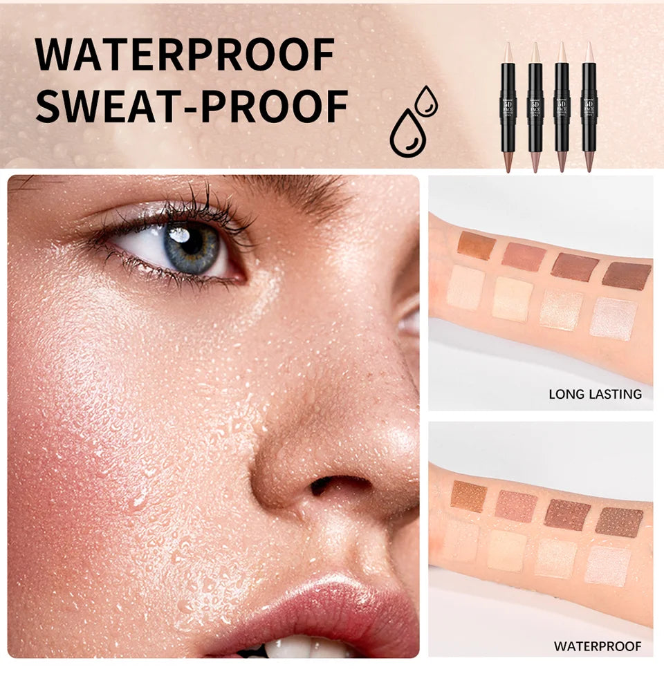 Dual Ended Contour Stick and Face Highlighter for Perfect Sculpted Makeup Looks