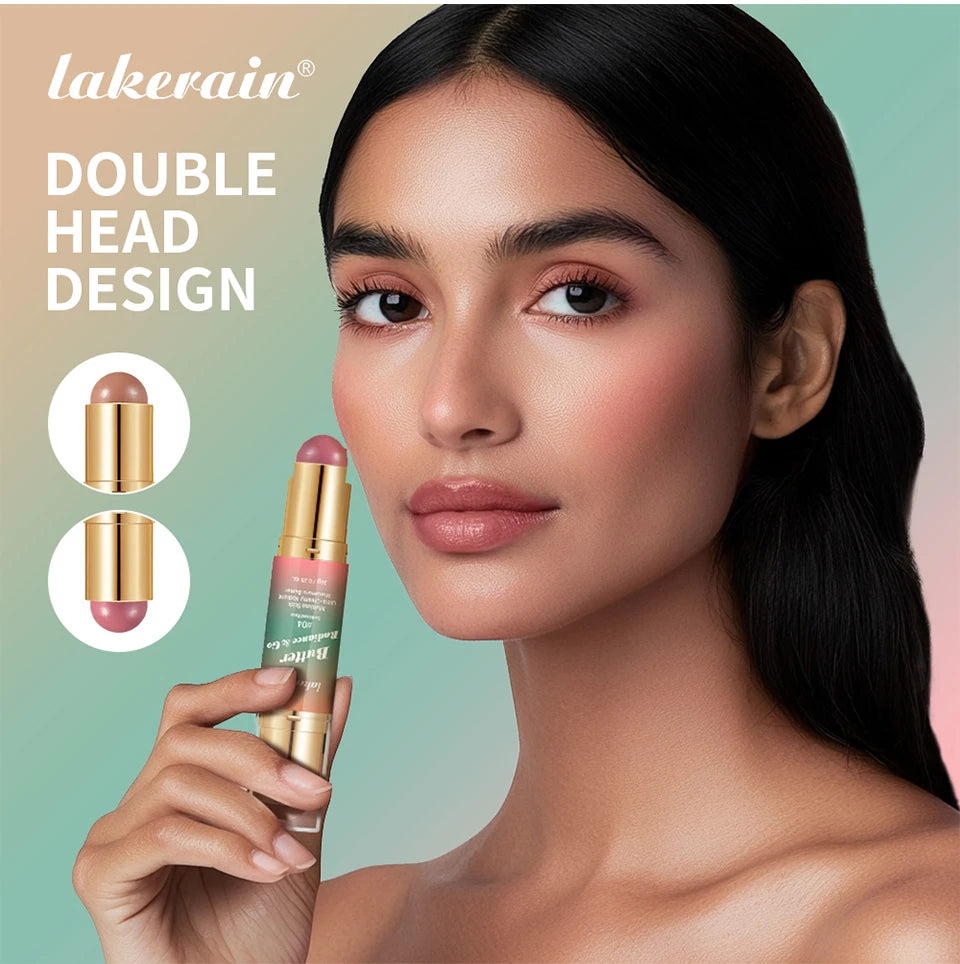 Double Headed Bronzer and Blush Stick for Quick Makeup Routines and Face Contouring - 10