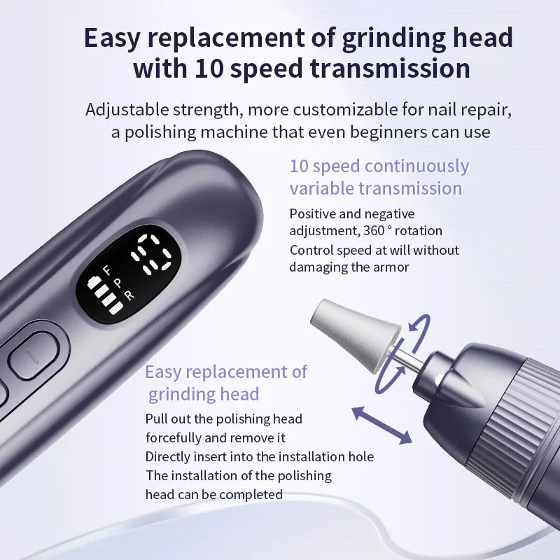 Electric Nail Drill and Manicure File Set for Salon Quality Home Nail Care