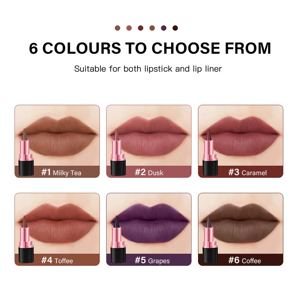 Matte Lip Liner and Lipstick Pen for Long Lasting Waterproof Daily Makeup Look