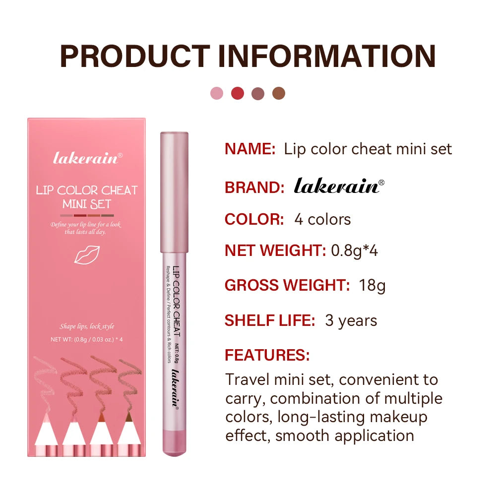 Matte Lip Liner and Waterproof Lip Contour Pencil for Defining Shapes Daily