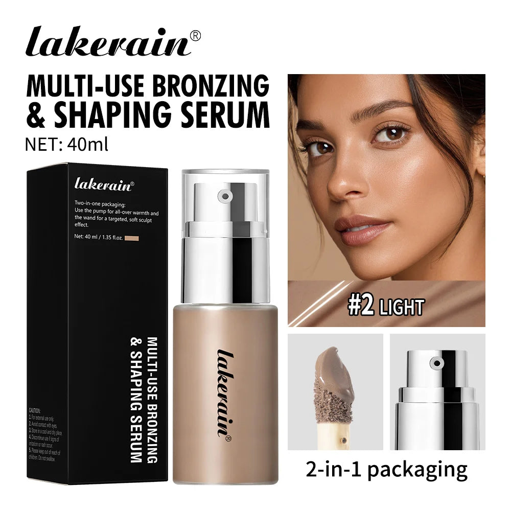 Multi Use Bronzing Serum and Liquid Face Foundation for Daily Makeup and Contouring