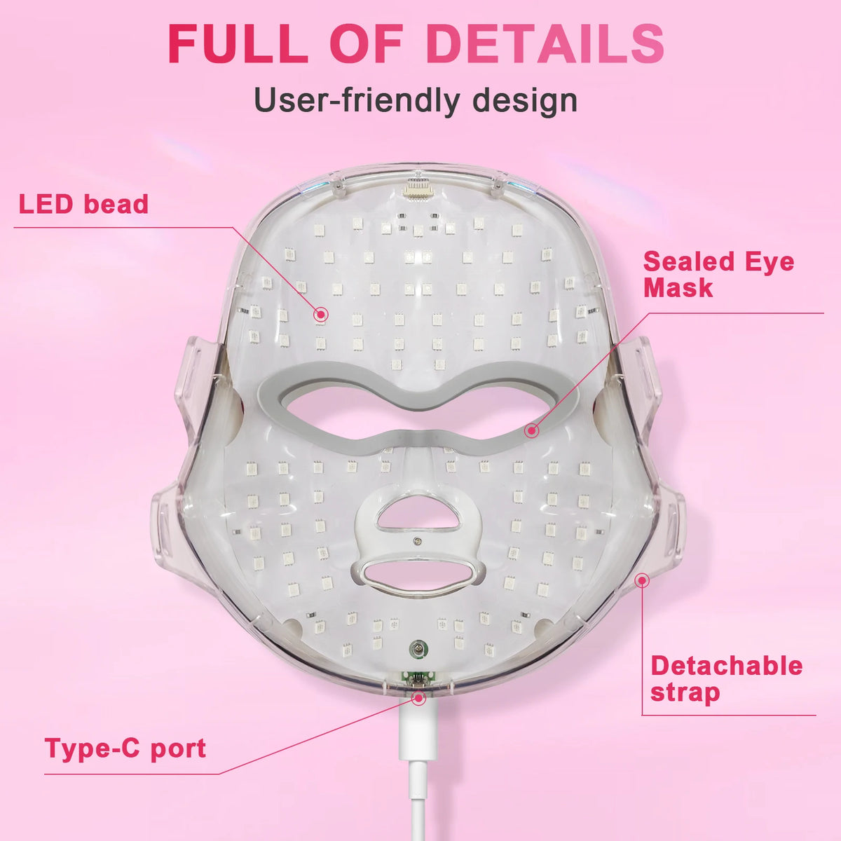 LED Photon Facial Mask and Light Therapy Device for Home Skin Rejuvenation