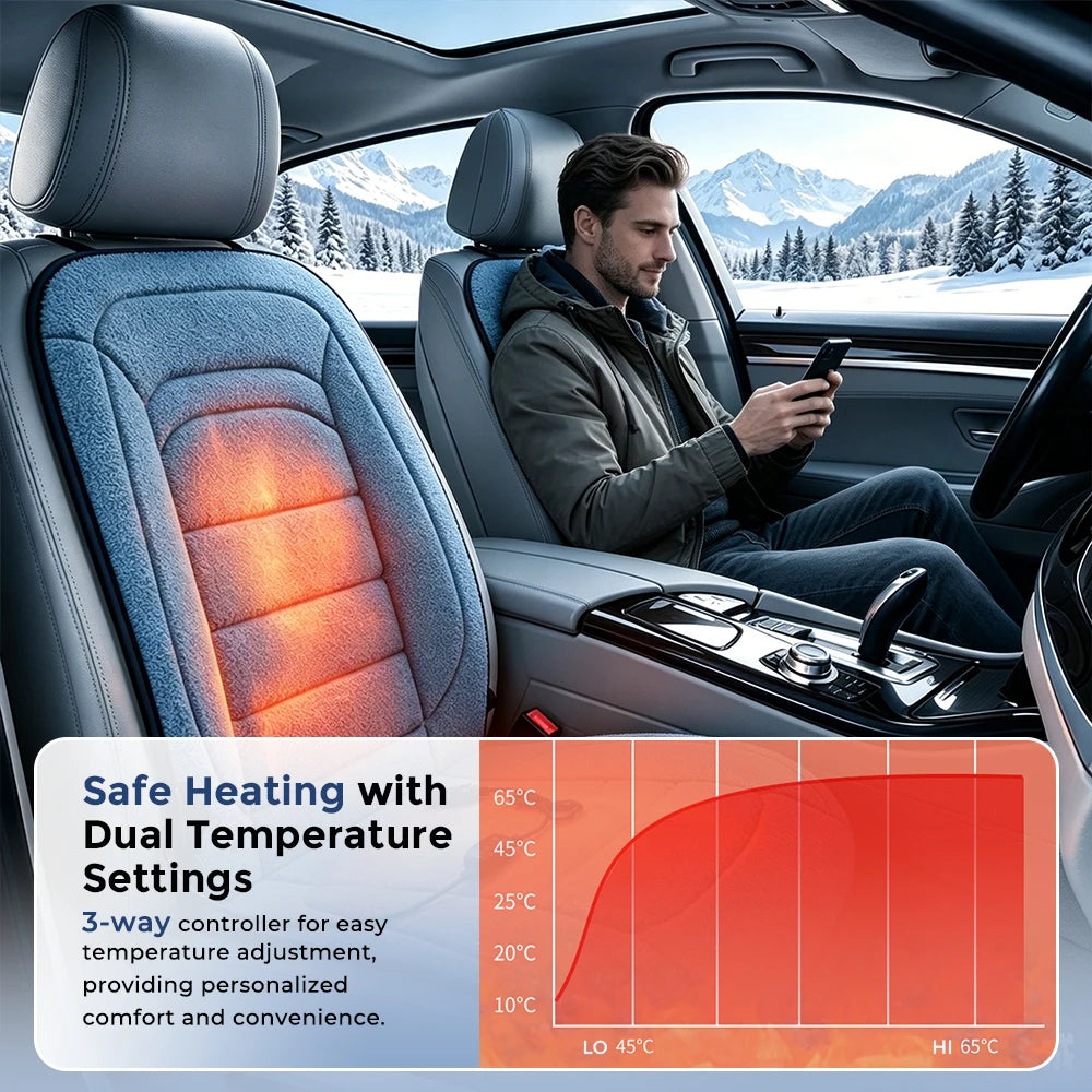 Heated Car Seat Cover and Thermal Cushion for Cold Winter Commuting Drivers - 3