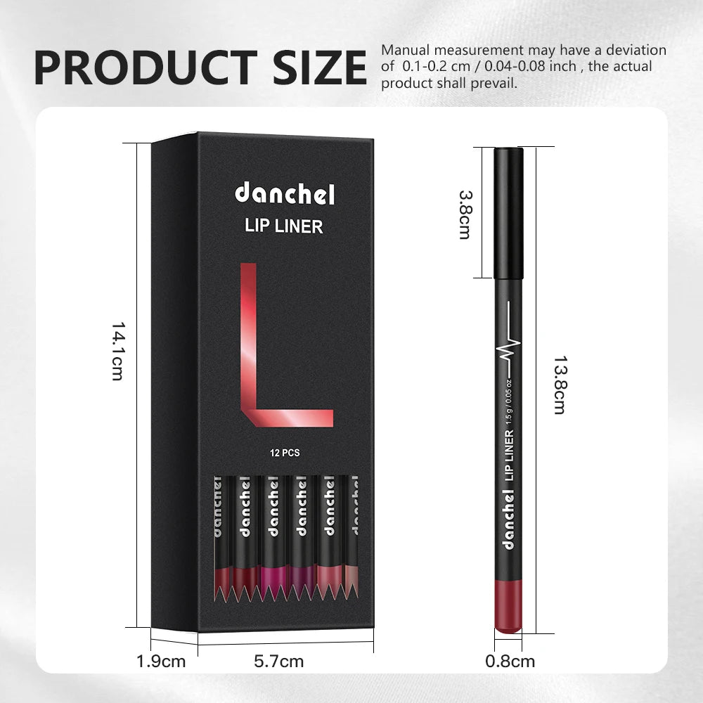 Lip Liner Pencil Set and Matte Contour Makeup for Precise Defined Long Lasting Lips