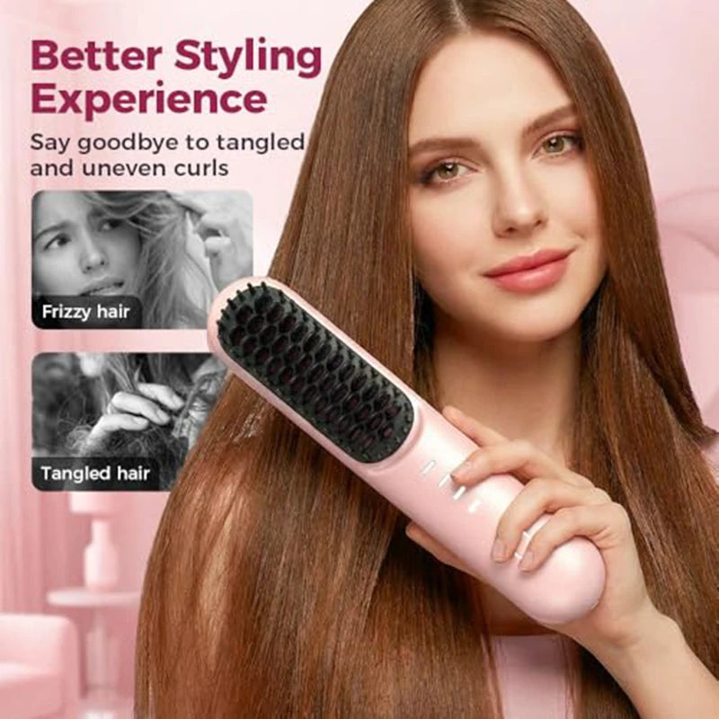 Hair Straightening Brush and Heated Smoothing Comb for Quick Daily Styling
