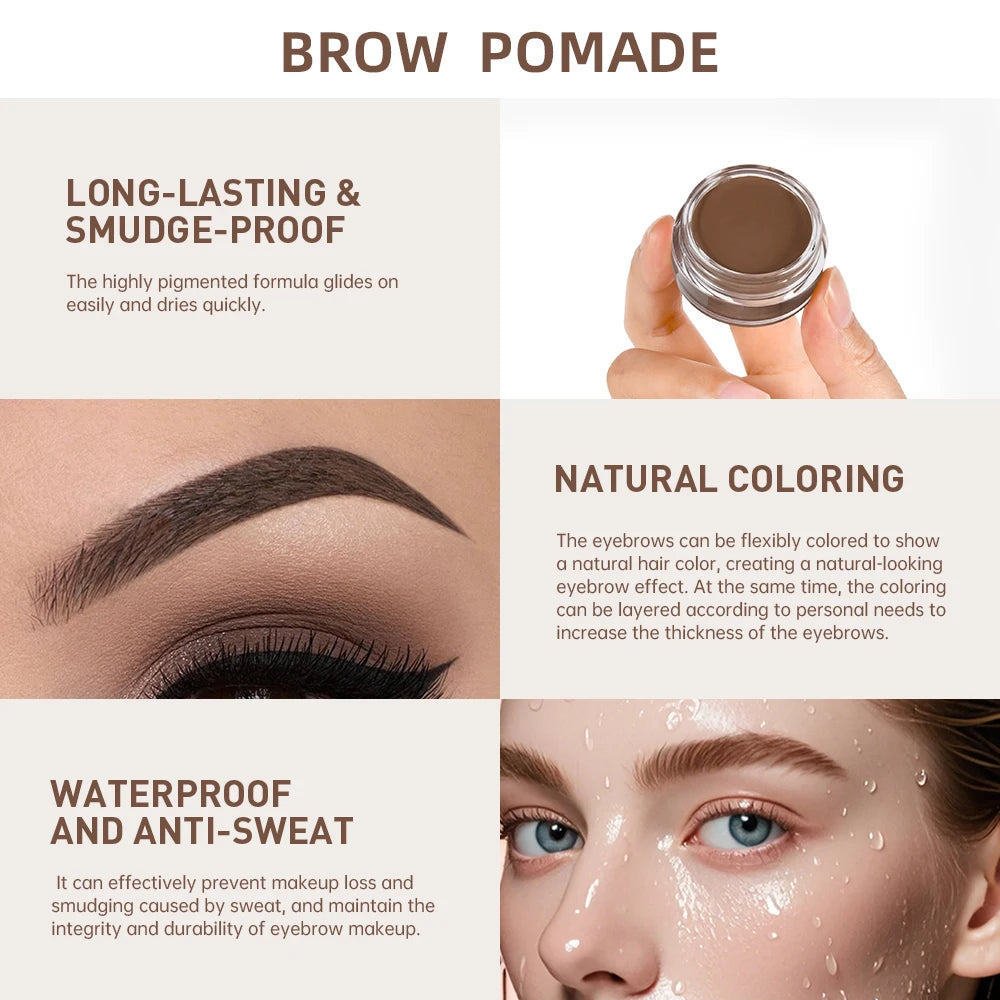Brow Pomade and Eyebrow Enhancer Gel for Long Lasting Natural Looking Makeup