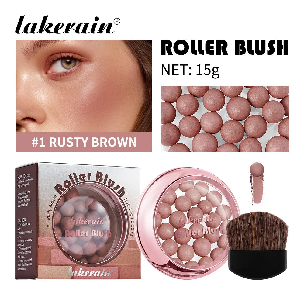 Roller Blush and Shimmer Powder Beads for Natural Glowing Cheek Makeup