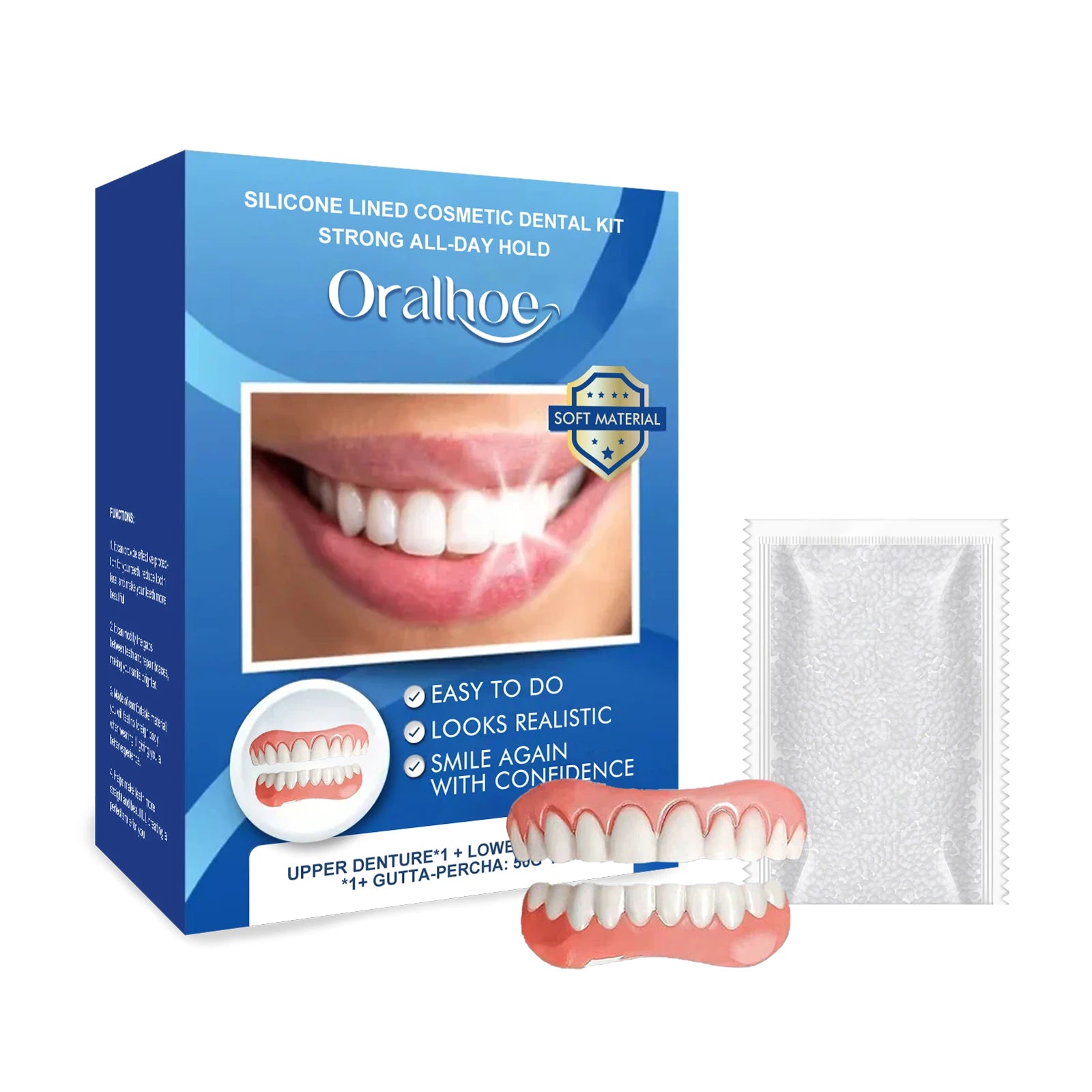 Natural Silicone Dentures and Fake Teeth Set for Instant Smile and Comfort Fit - 6
