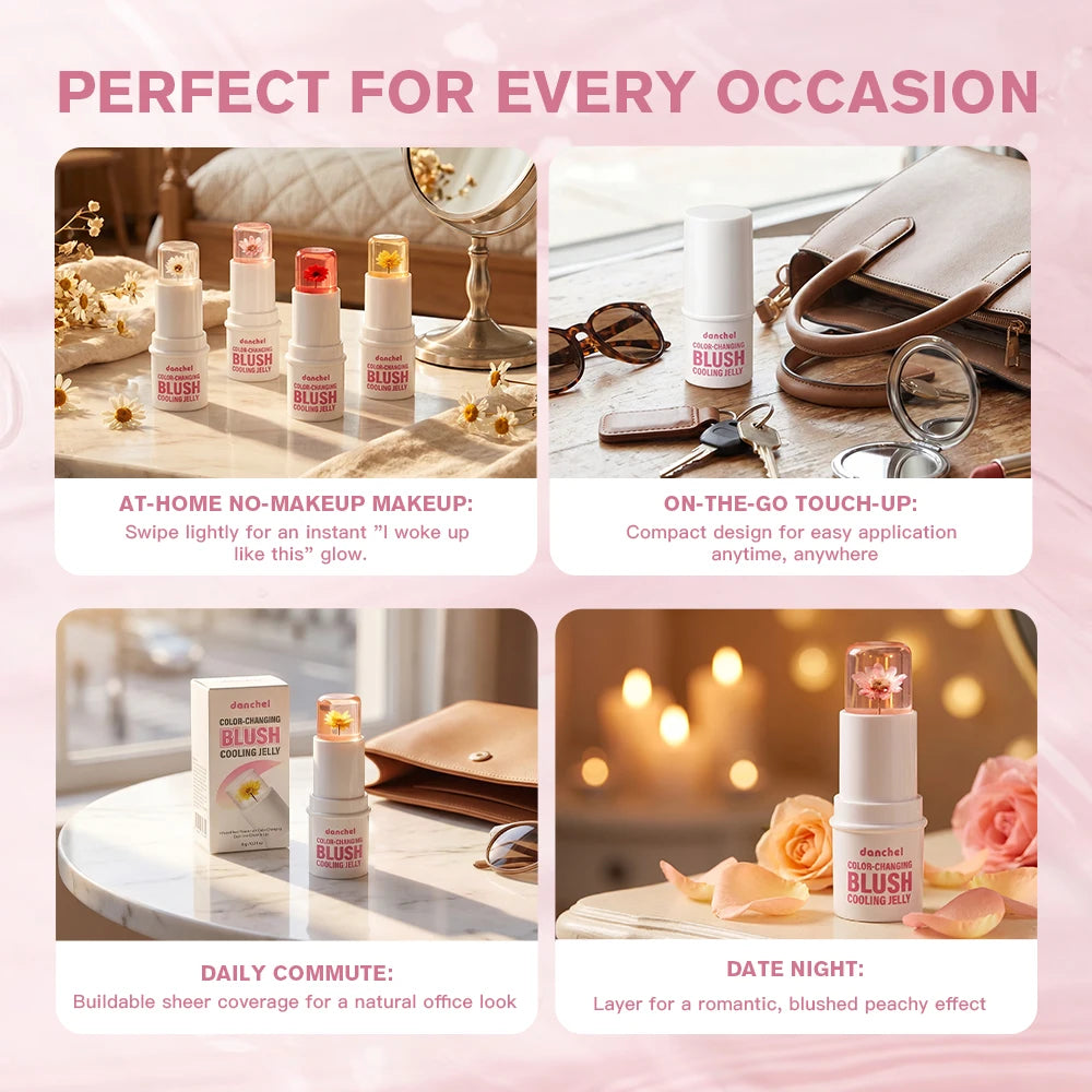 Color Changing Jelly Blush and Floral Tint Stick for Natural Daily Makeup - 15