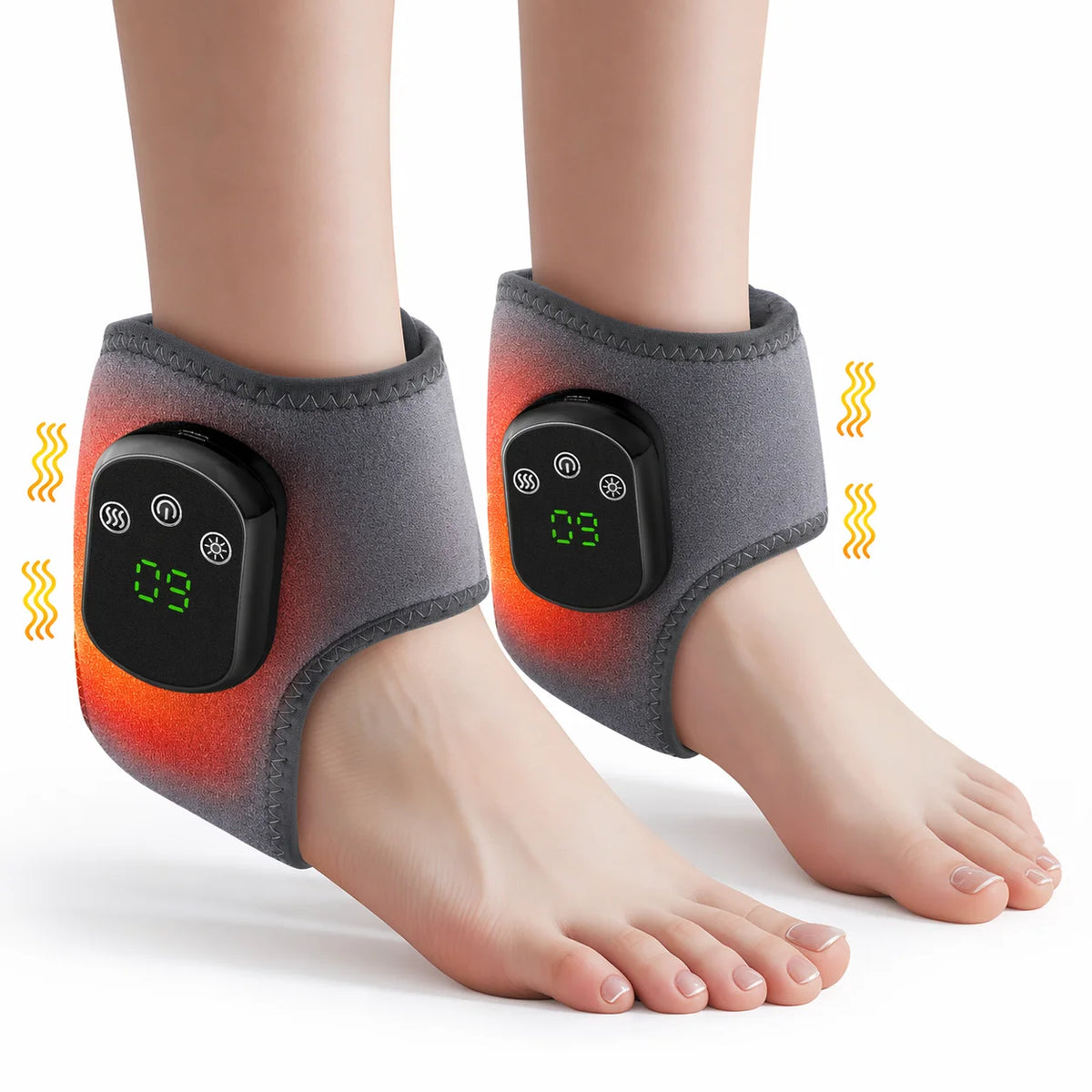 Heated Ankle Massager and Electric Vibration Wrap for Pain Relief at Home
