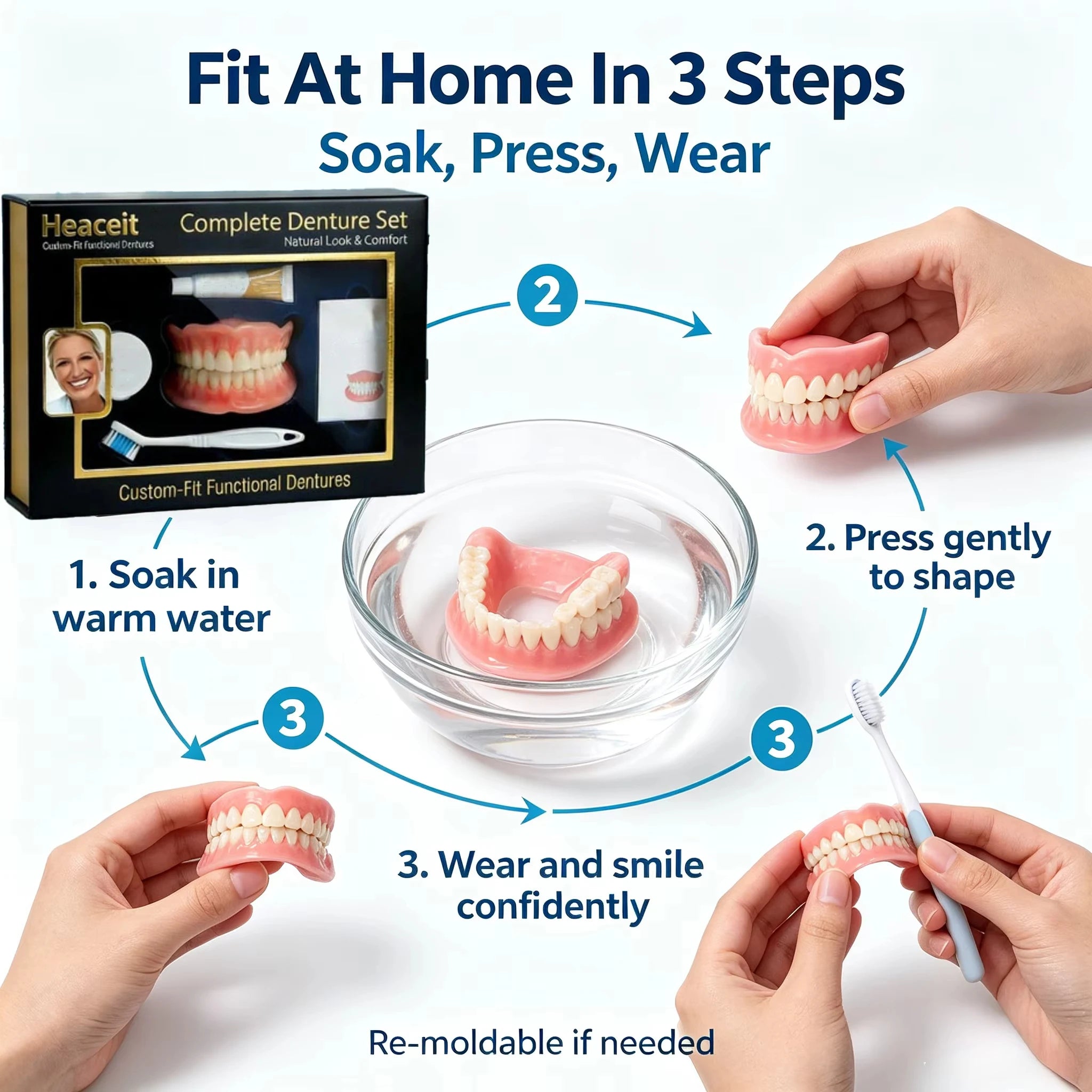 Silicone Full Denture Set and Fake Teeth Alternative for Daily Natural Oral Comfort - 5