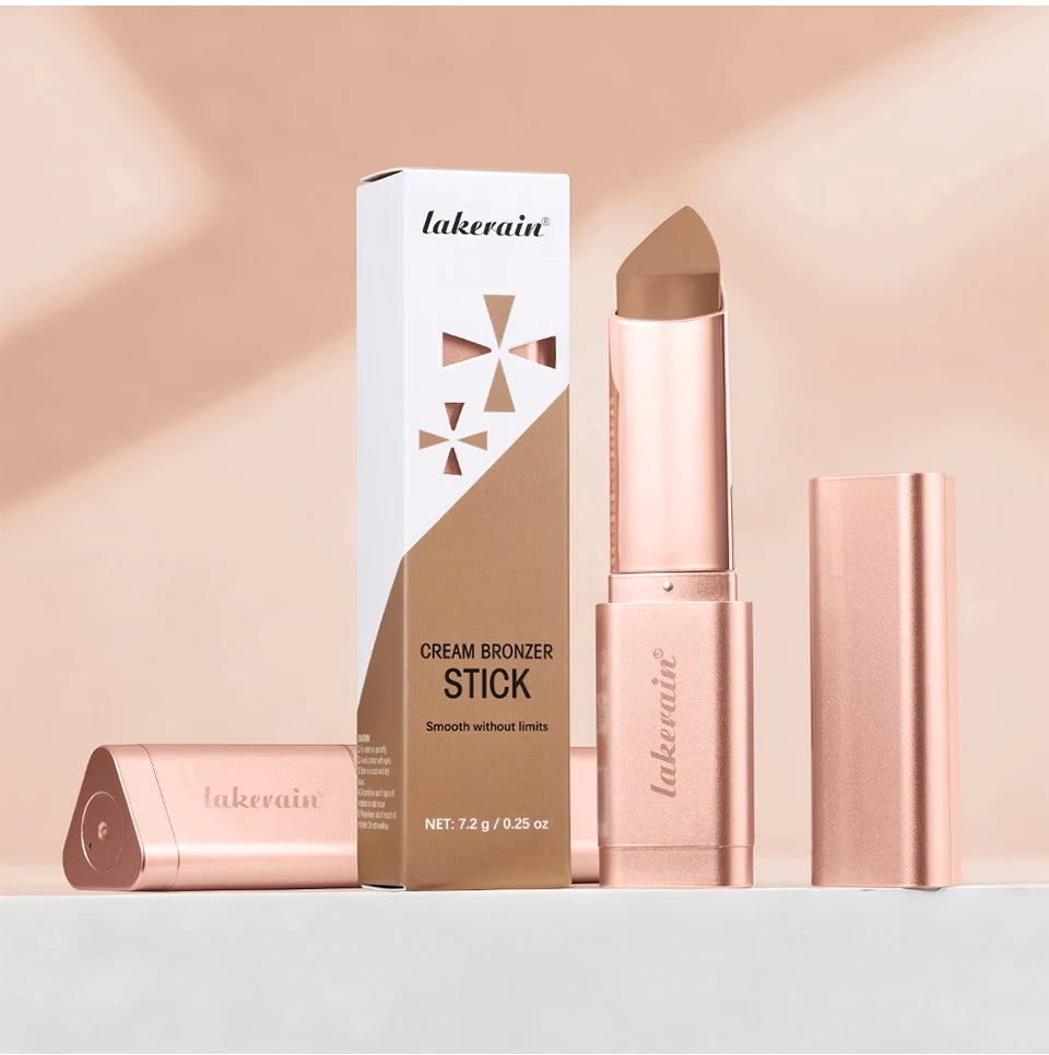 Cream Bronzer Stick and Contour Makeup Highlighter for Sculpted Face Looks