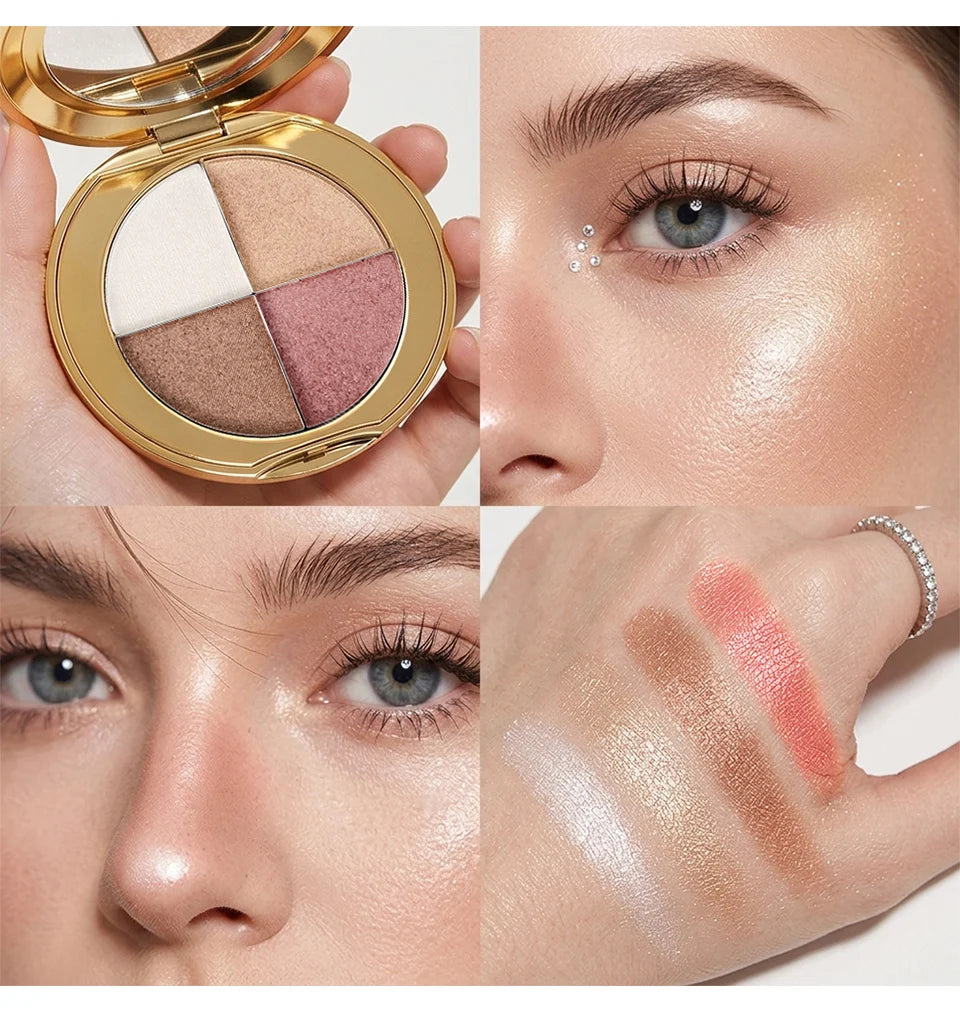 Highlighting Eye and Cheek Palette and Shimmer Makeup Kit for Radiant Daily Looks
