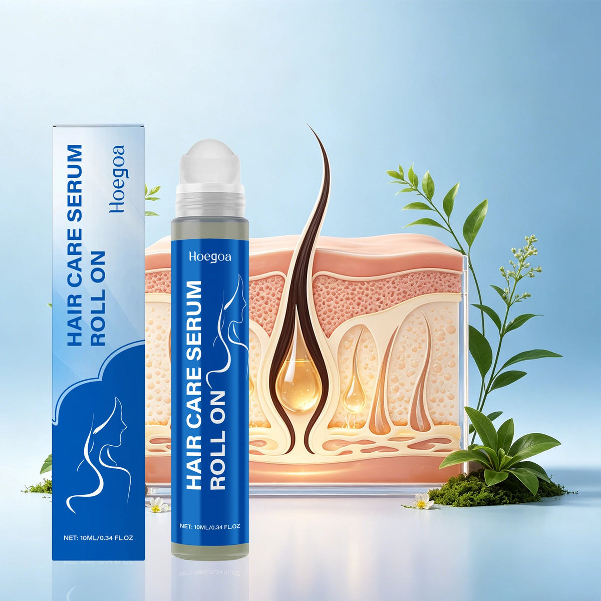 Rosemary Hair Serum and Scalp Roller for Thicker Fuller Hair Growth Routine