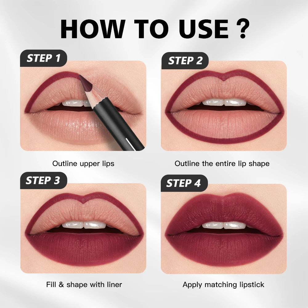 Lip Liner Pencil Set and Matte Contour Makeup for Precise Defined Long Lasting Lips - 11