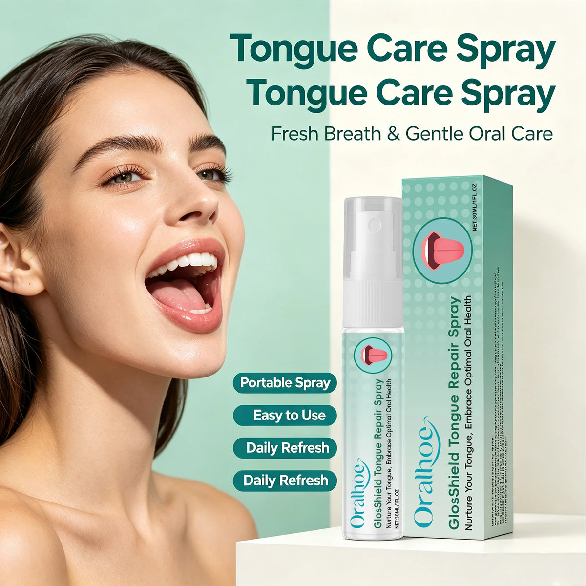 Tongue Repair Spray and Mouth Freshener for Daily Oral Care and Bad Breath
