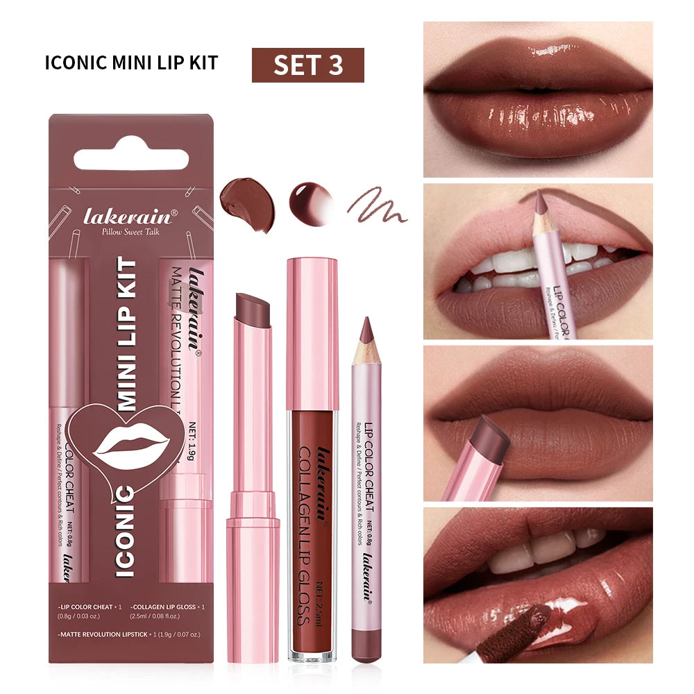Lip Liner and Lipstick Makeup Set for Perfect Daily and Travel Lip Styling